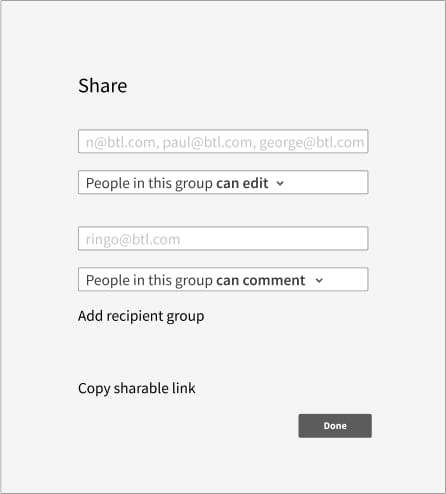 Share modal before changes