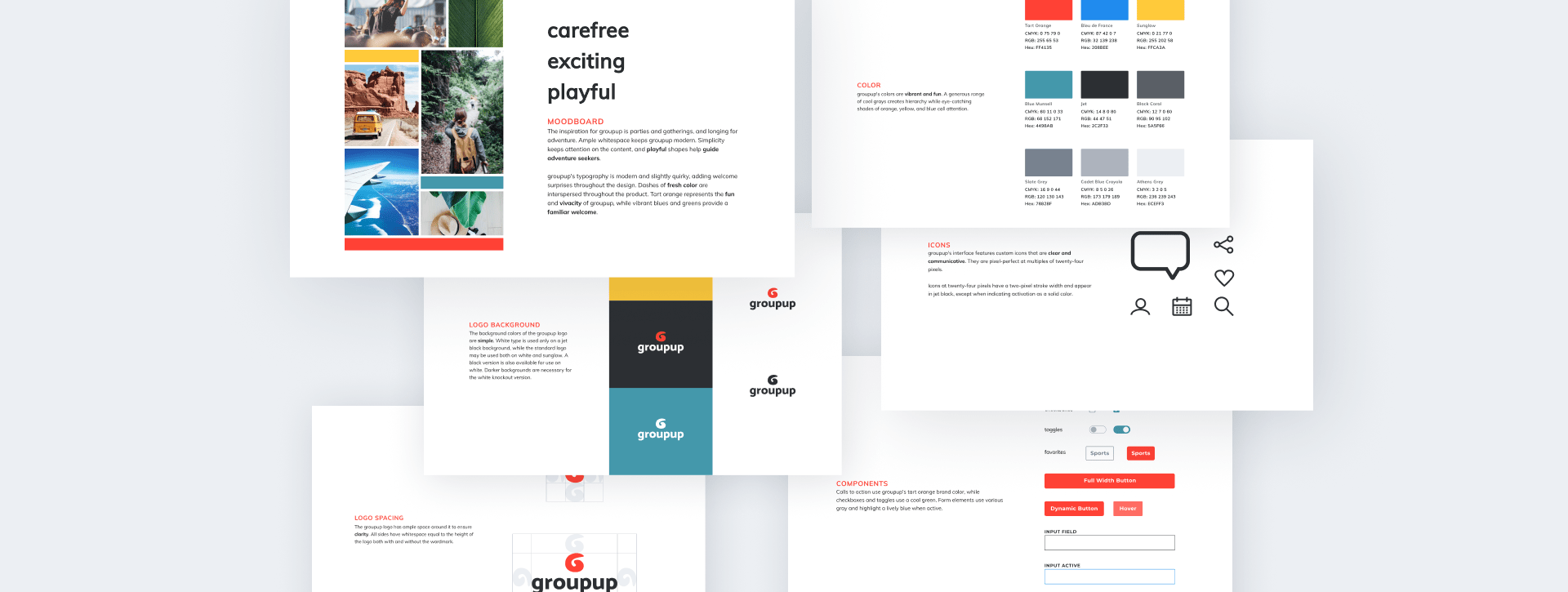 Multiple pages from Groupup's brand guidelines